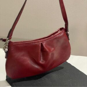 Vintage Liz Claiborne Purse Red Zip Closure Small Shoulder Bag Mini Or Baguette